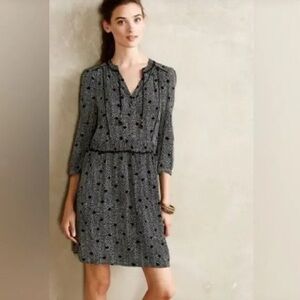 Maeve Anthropologie Galan Black White Polka Dot Chevron Tunic Dress Boho Small